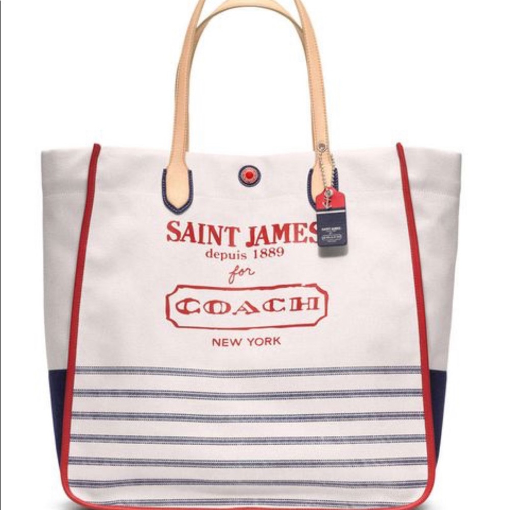 Beach tote style coach bag saint james large
